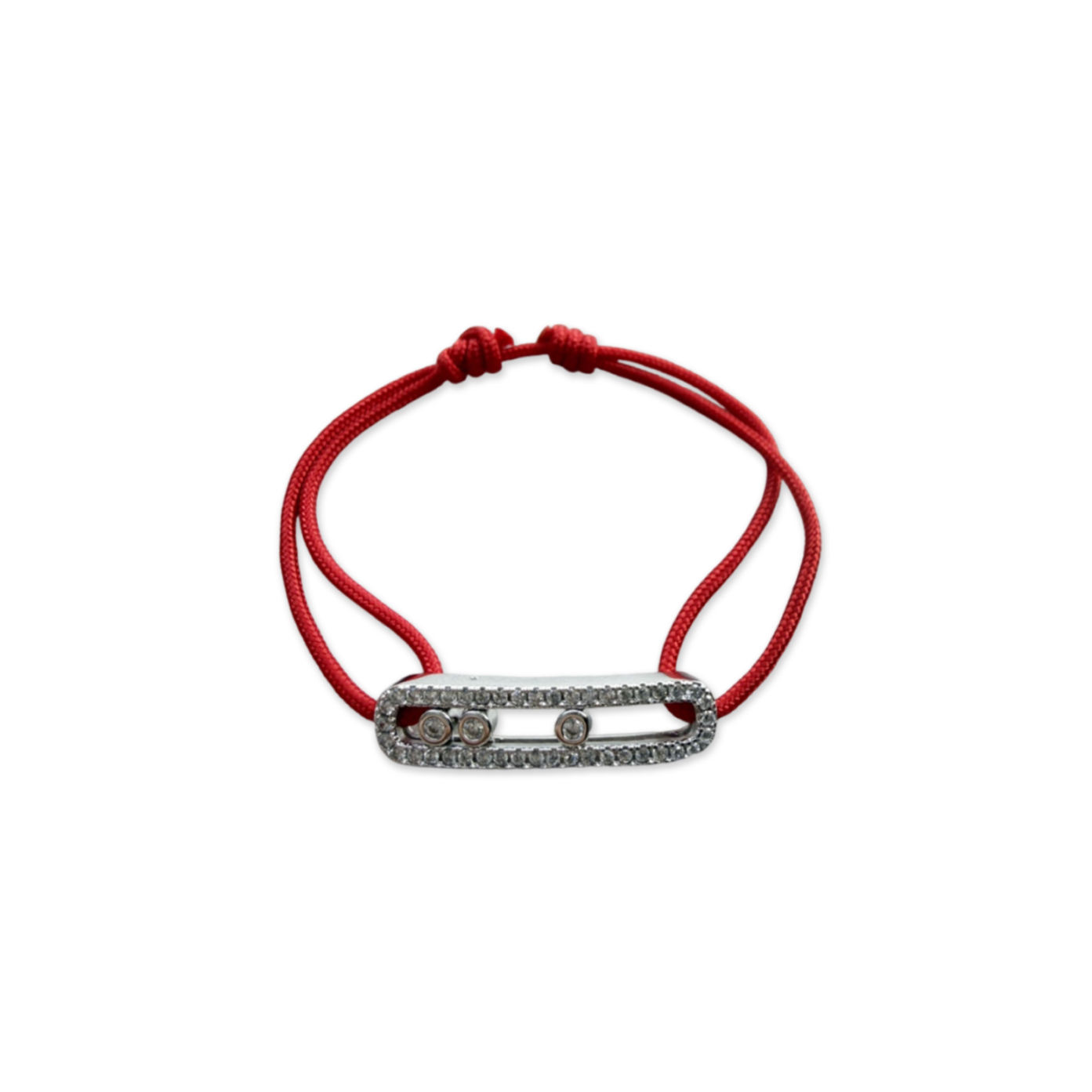 Mes1kaa Mes1kaa care(s) red cord pavÉ bracelet white gold